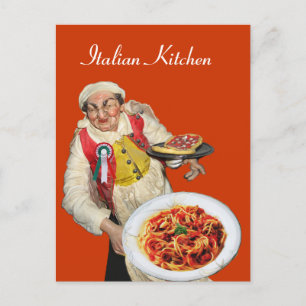 ITALIAANSE KITCHEN Geel Oranje Recipe Briefkaart