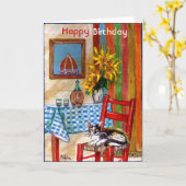 ITALIAANSE KITCHEN IN FLORENCE / Happy Birthday Kaart (Gele Bloem)
