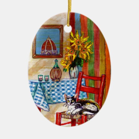 ITALIAANSE KITCHEN IN FLORENCE Red Ruby Keramisch Ornament (Voorkant)