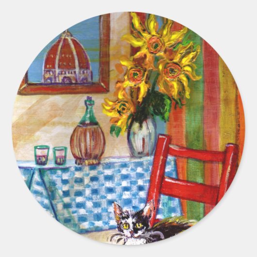 ITALIAANSE KITCHEN IN FLORENCE RONDE STICKER (Voorkant)