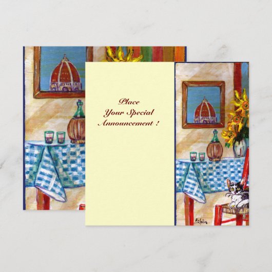 ITALIAANSE KITCHEN IN FLORENCE, rood blauw Aankondiging (Voorkant / Achterkant)