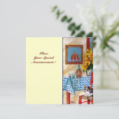 ITALIAANSE KITCHEN IN FLORENCE, rood blauw Aankondiging (Staand voorkant)