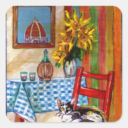 ITALIAANSE KITCHEN IN FLORENCE VIERKANTE STICKER (Voorkant)