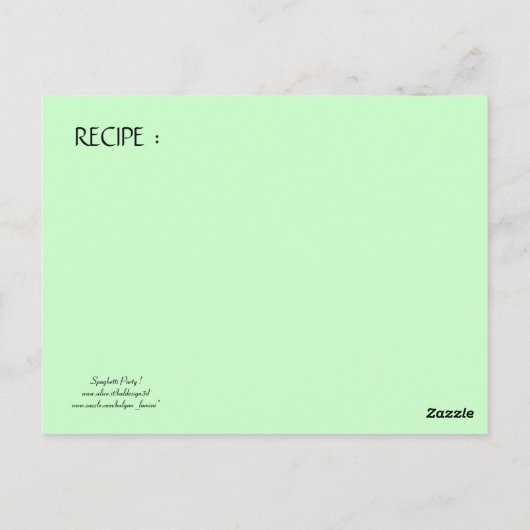 ITALIAANSE KITCHEN, RESTAURANSE ONTVANGER BRIEFKAART (Achterkant)