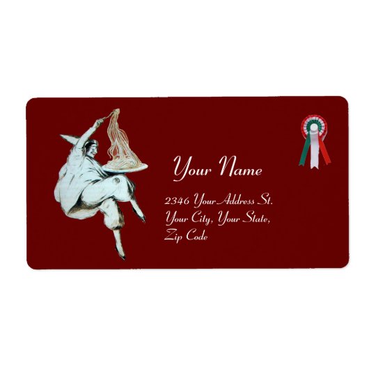 ITALIAANSE KITCHEN, RESTAURANT rood Etiket (Voorkant)