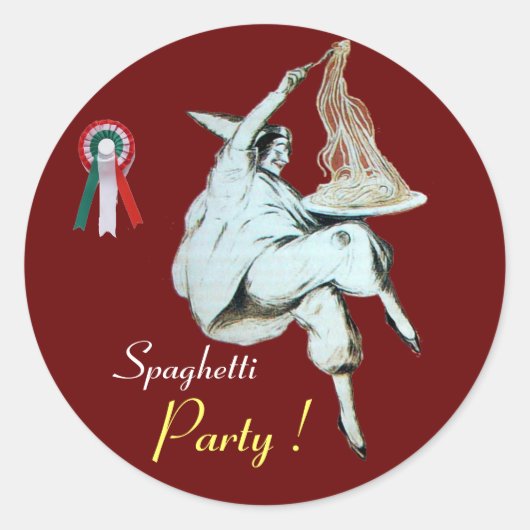 ITALIAANSE KITCHEN, RESTAURANT rood Ronde Sticker (Voorkant)