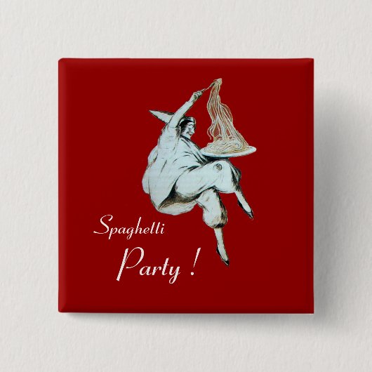ITALIAANSE KITCHEN, RESTAURANT rood Vierkante Button 5,1 Cm (Voorkant)