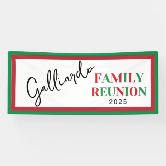 Italiaanse kleuren familiebijeenkomst spandoek (Horizontaal)