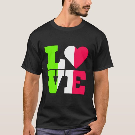 Italiaanse kleuren Vlag Hart Liefde Italië T-shirt (Voorkant)