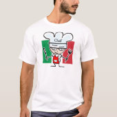 Italiaanse kookpan aan shirt - aanpasbare tekst (Voorkant)