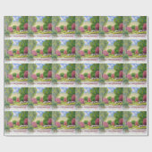Italiaanse krant "Birthday Cherry Green Landscape  Cadeaupapier (Vlak)