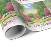 Italiaanse krant "Birthday Cherry Green Landscape  Cadeaupapier (Rol Hoek)