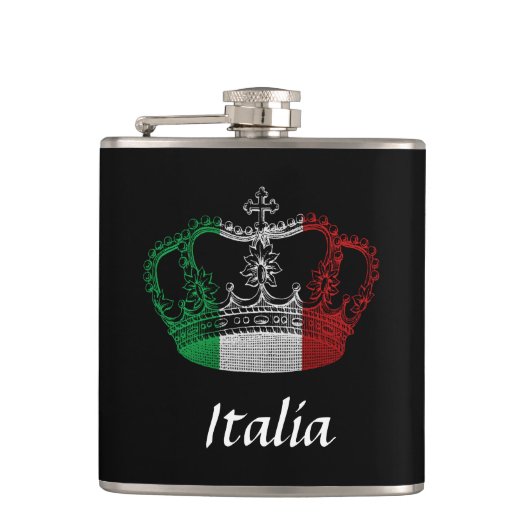 Italiaanse Kroonvlag Italiaanse fles Heupfles (Voorkant)