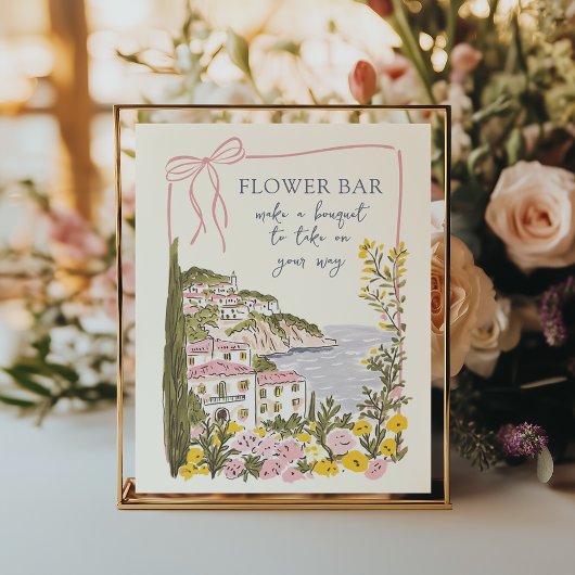 Italiaanse kust bruidsfeest bloemenbar poster
