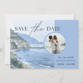 Italiaanse kust met foto Save the Date Wedding Kaart (Voorkant)