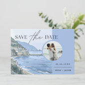 Italiaanse kust met foto Save the Date Wedding Kaart (Staand voorkant)