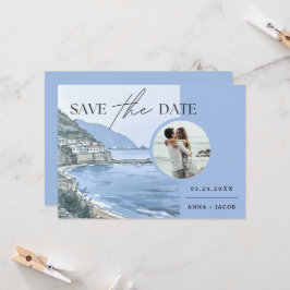 Italiaanse kust met foto Save the Date Wedding Kaart
