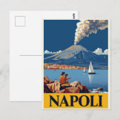 Italiaanse kust Napels Vesuvius Kunstwerk Briefkaart (Voorkant / Achterkant)