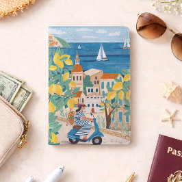 Italiaanse kust scooter kunst illustratie paspoorthouder