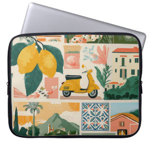 Italiaanse Kustcollage - Mediterrane Zomerstemming Laptop Sleeve