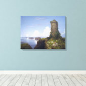 Italiaanse kustscène met een verbrande toren canvas afdruk (Insitu (Houten vloer))