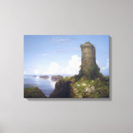 Italiaanse kustscène met een verbrande toren canvas afdruk