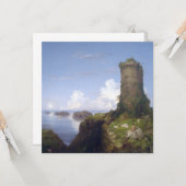 Italiaanse kustscène met een verbrande toren kaart (Voorkant / Achterkant in situ)