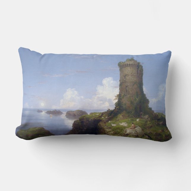 Italiaanse kustscène met een verbrande toren kussen (Voorkant)