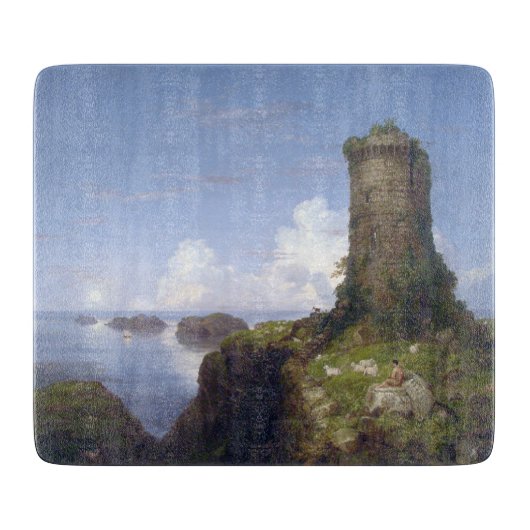 Italiaanse kustscène met een verbrande toren snijplank (Voorkant)