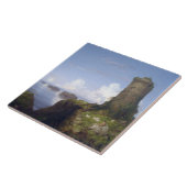 Italiaanse kustscène met een verbrande toren tegeltje (Zijkant)