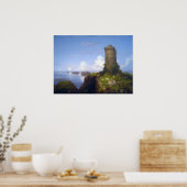 Italiaanse kustscène met ruïneerde toren - Thomas  Poster (Keuken)