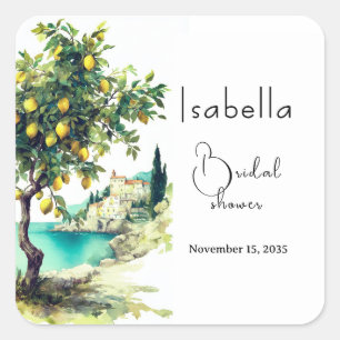 Italiaanse La Dolce Vita Bruiloftsborrel Vierkante Sticker