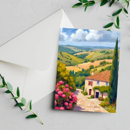 Italiaanse Landschap Wijngaard Aquarel Kaart