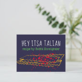 Italiaanse lasagne pasta gepersonaliseerde recepte briefkaart (Staand voorkant)