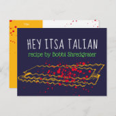 Italiaanse lasagne pasta gepersonaliseerde recepte briefkaart (Voorkant / Achterkant)