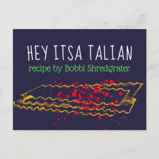 Italiaanse lasagne pasta gepersonaliseerde recepte briefkaart