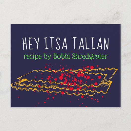 Italiaanse lasagne pasta gepersonaliseerde recepte briefkaart (Voorkant)