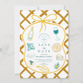 Italiaanse Lattice Food Wedding Sketch Save The Date (Voorkant)