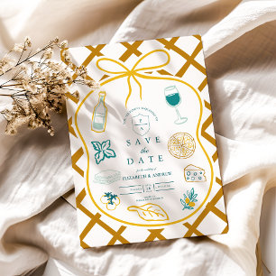 Italiaanse Lattice Food Wedding Sketch Save The Date