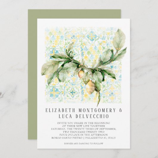 Italiaanse Lemon Grove | Botanische bruiloft in Bo Kaart (Voorkant / Achterkant)
