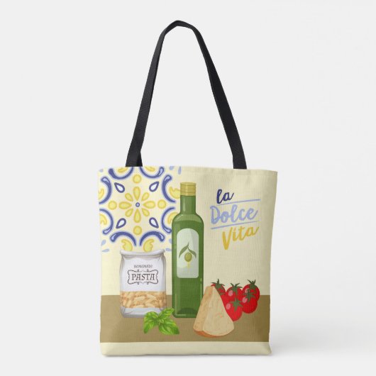 Italiaanse levensmarkt tote bag (Achterkant)