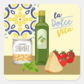 Italiaanse levensmarkt vierkante sticker (Voorkant)