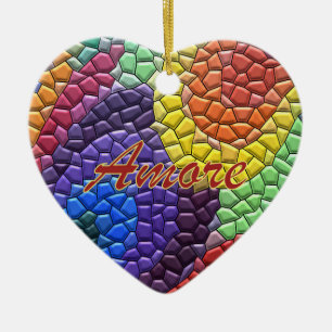 Italiaanse liefdesregenboogmozaïekhartversiering keramisch ornament