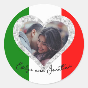 Italiaanse liefdesvlag — Heart Ronde Sticker