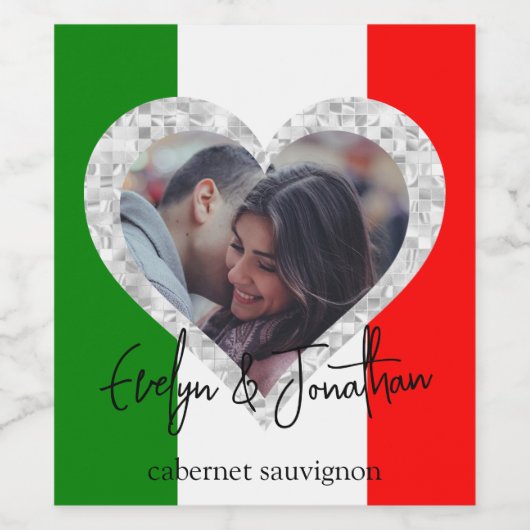 Italiaanse liefdesvlag — Heart Wijn Etiket (Enkel label)