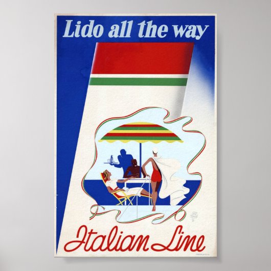 Italiaanse lijncruise Ship Poster uit de middeleeu (Voorkant)
