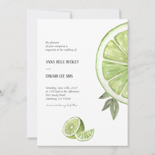 Italiaanse Limes bruiloft uitnodiging (Voorkant)