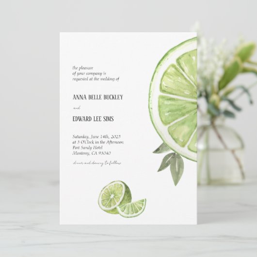 Italiaanse Limes bruiloft uitnodiging (Staand voorkant)