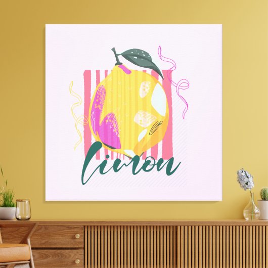 Italiaanse Limon Citroen Roze Canvas Afdruk (Insitu (Woonkamer))