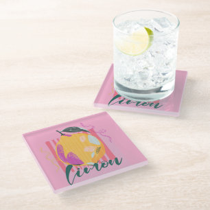 Italiaanse Limon Citroen Roze Glazen Onderzetter